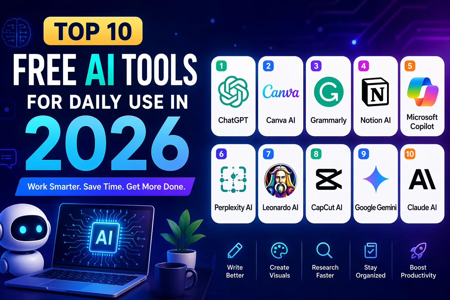 Top 10 Free AI Tools for Daily Use in 2026