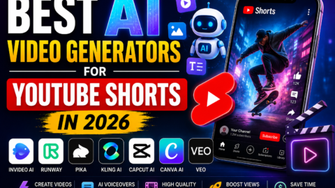 Best AI Video Generators for YouTube Shorts in 2026 featuring AI video creation tools, YouTube Shorts interface, and popular AI platforms for content creators.